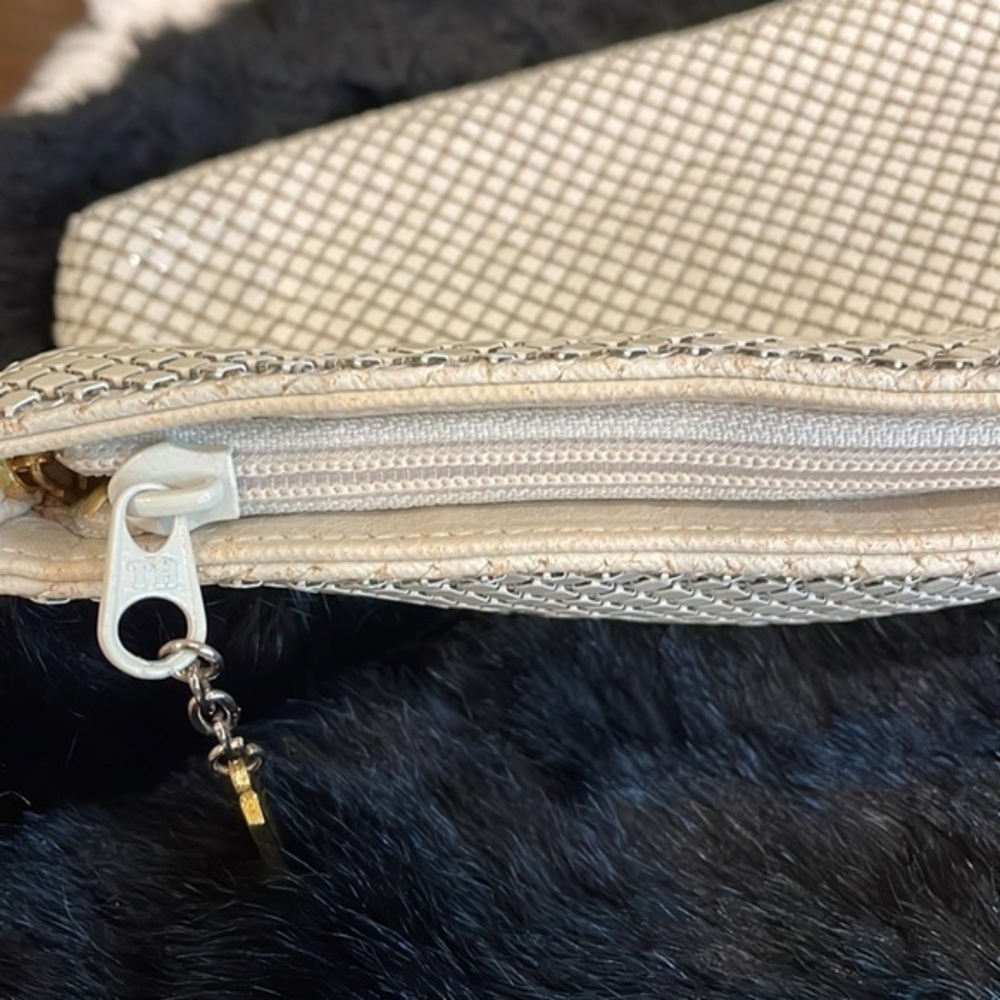 WHITING DAVIS Mesh Cream Vintage Clutch Bag‎ - Picture 6 of 7